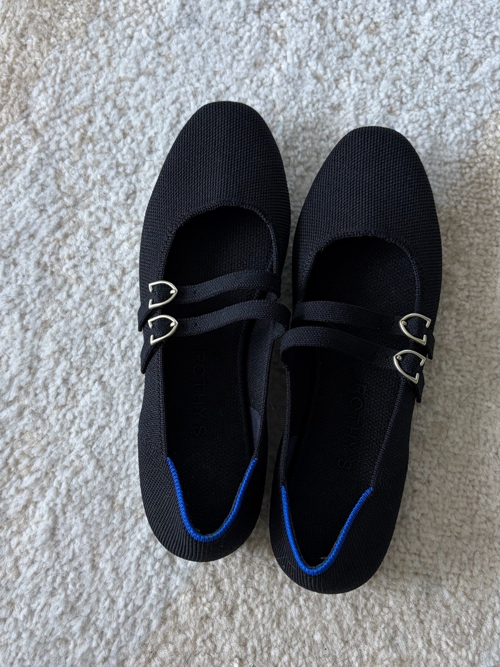 Black Mary Jane Rothy’s Flats with Double Buckle - Picture 2 of 4